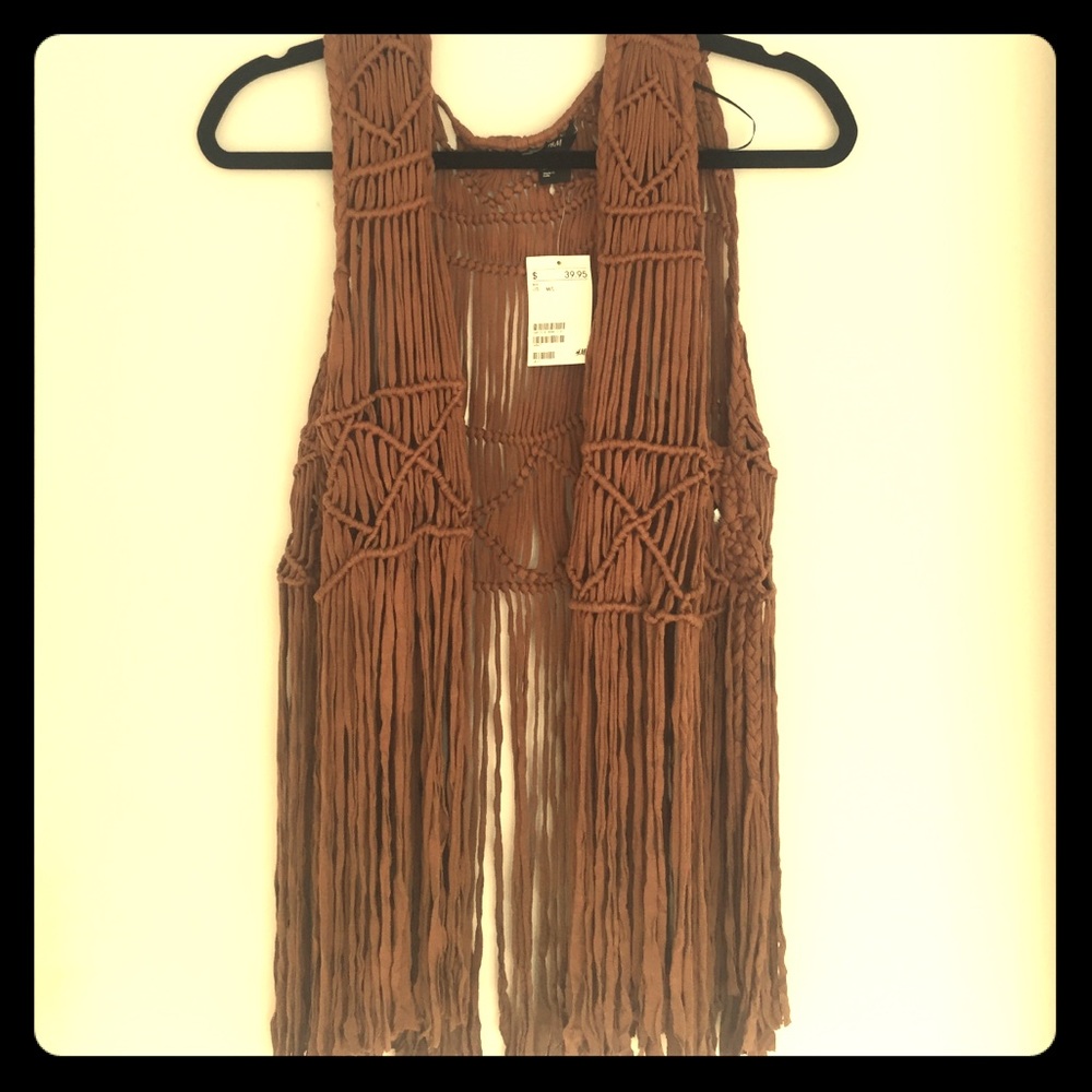 H&M tribal fringe vest